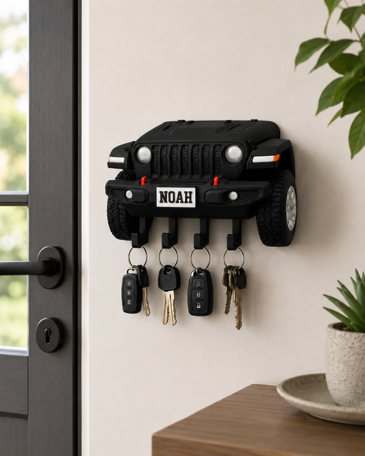 Personalized Off Road SUV Key Holder, Custom Name 3D Printed Wall Key Rack, 4x4 Car Lover Gift for Dad, Gift For Him