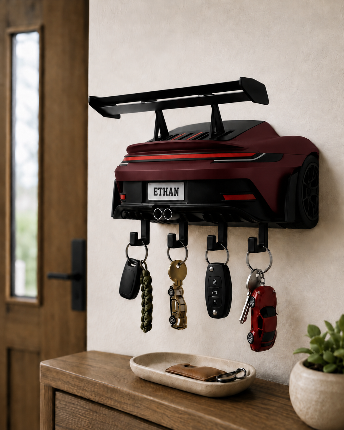 Personalized Sports Car Key Holder, Garage Wall Decor