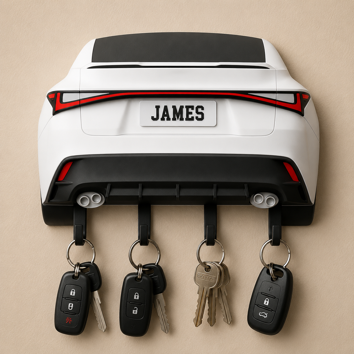 Sports Car Rear Key Holder, Custom License Plate Wall Hanger