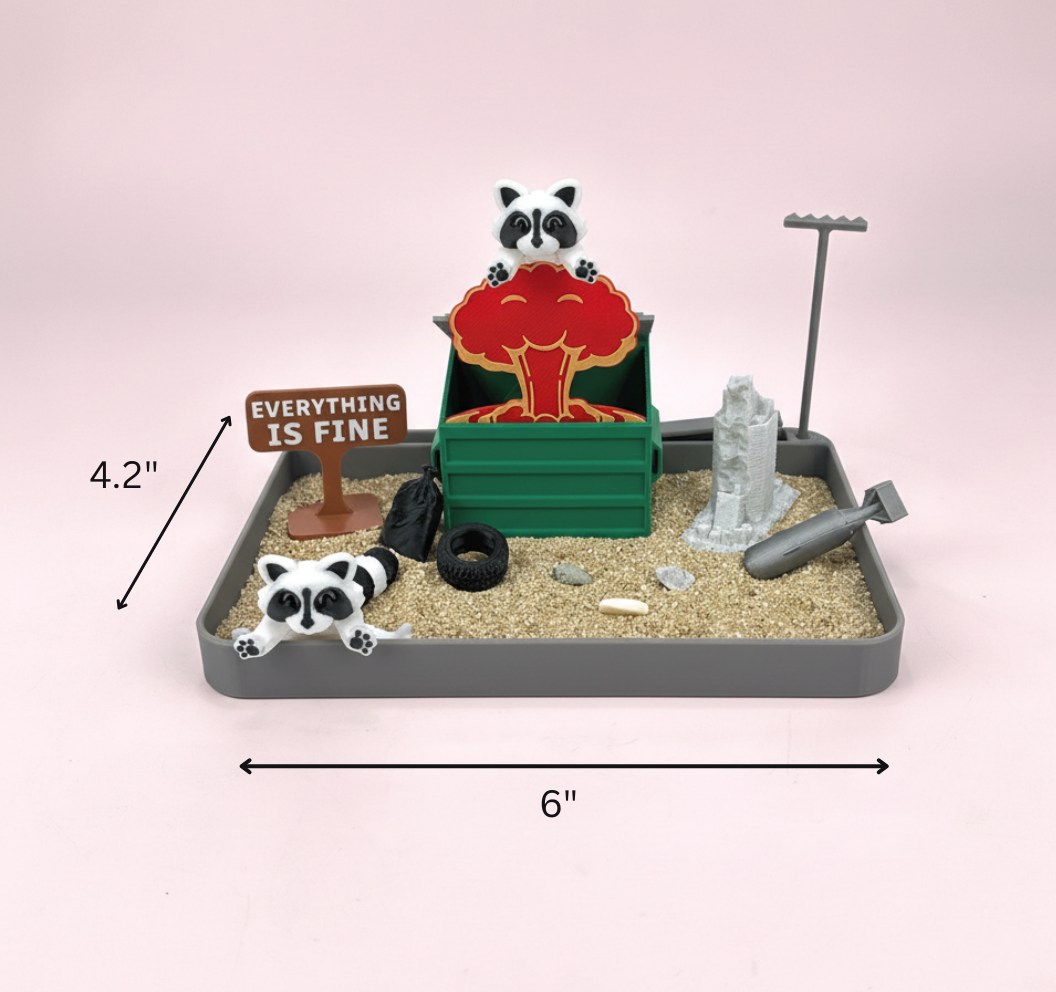 Dumpster Fire Style Mini Zen Garden Smiling Mushroom Cloud Funny Desk Decor Mini Sand Tray Stress Relief Desk Toy 3D Printed Office Cubicle Gift