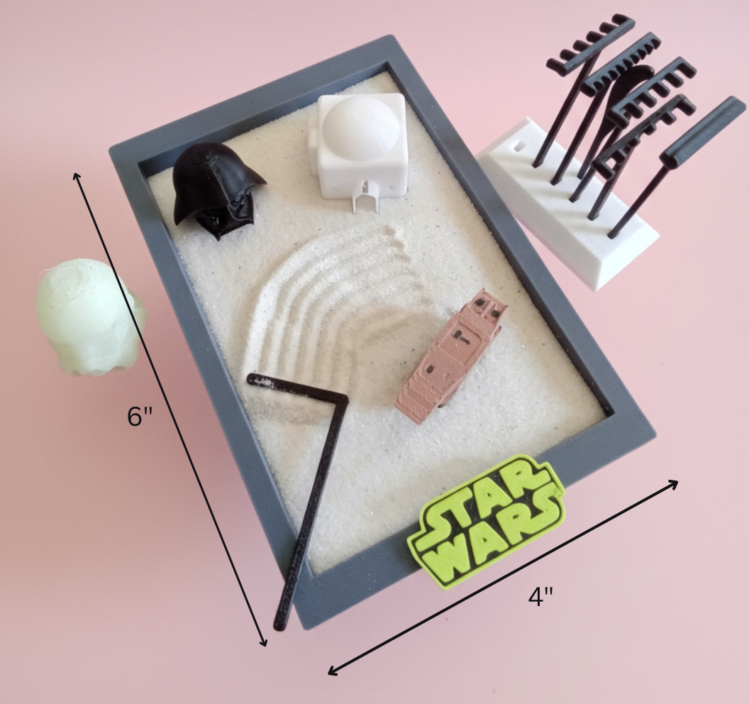 Galactic Zen Garden Sand Tray – Sci-Fi Desktop Sandbox, Stress Relief Fidget Desk Toy, 3D Printed Space Office Desk Decor Gift