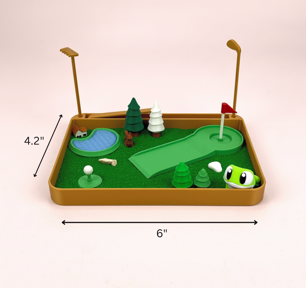 Mini Golf Zen Garden Sand Tray – Putting Green Desk Decor, Stress Relief Fidget Sandbox, 3D Printed Office Desk Gift for Golf Lovers