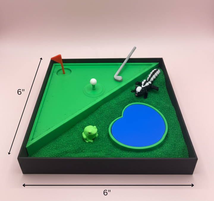 Mini Golf Zen Garden Sand Tray Kit – Desktop Putting Green Sand Garden, Stress Relief Desk Decor, 3D Printed Office Cubicle Relaxation Toy