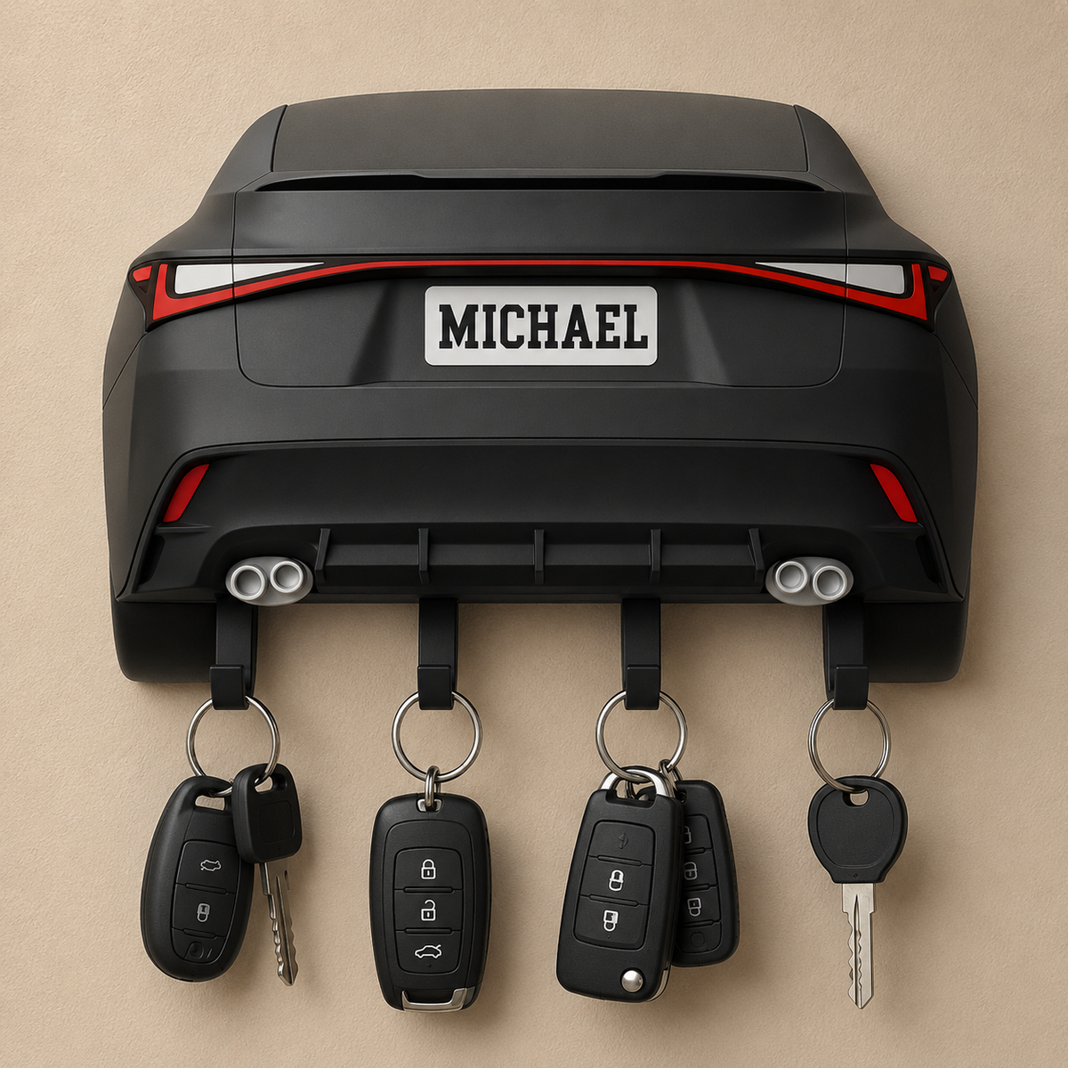 Sports Car Rear Key Holder, Custom License Plate Wall Hanger