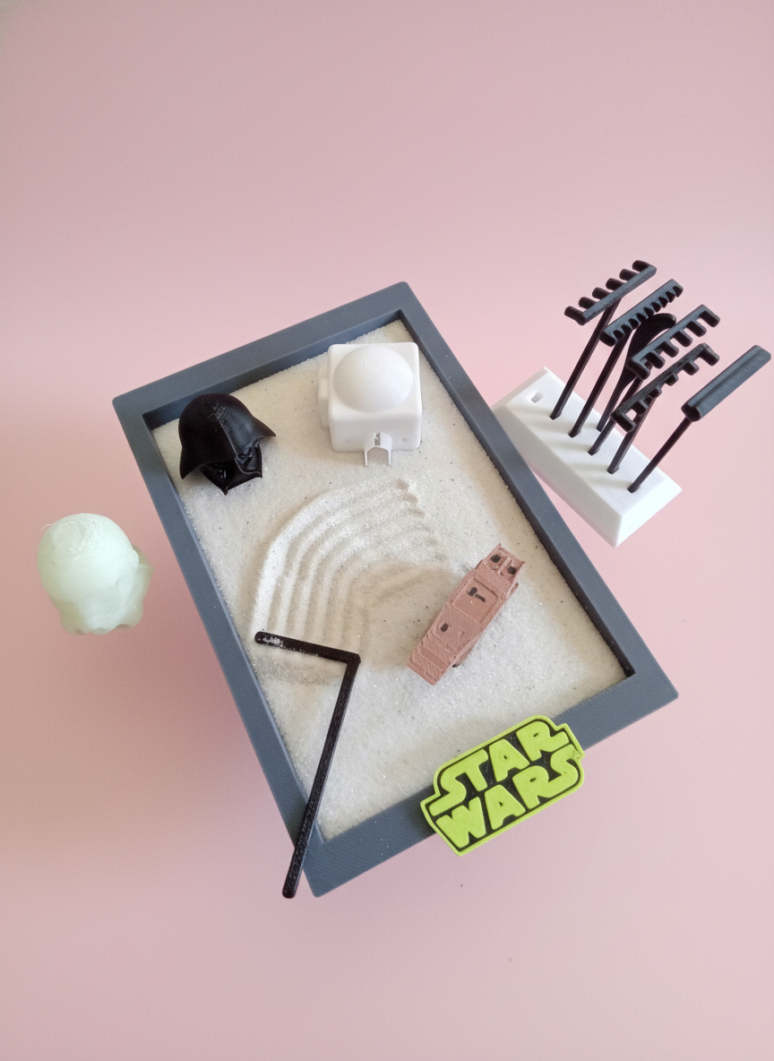 Galactic Zen Garden Sand Tray – Sci-Fi Desktop Sandbox, Stress Relief Fidget Desk Toy, 3D Printed Space Office Desk Decor Gift