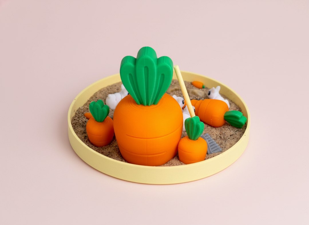 Bunny Mini Zen Garden Sand Tray Kit – Cute Rabbit Desk Decor, Stress Relief Desk Toy, 3D Printed Office Cubicle Relaxation Gift