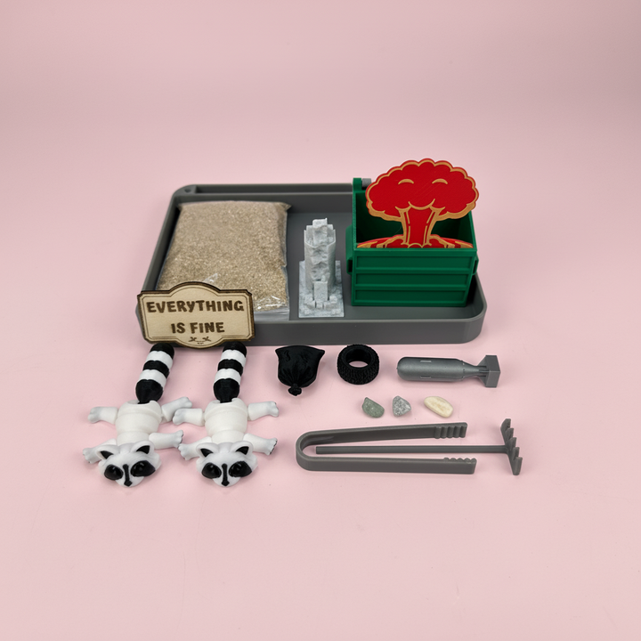 Dumpster Fire Style Mini Zen Garden Smiling Mushroom Cloud Funny Desk Decor Mini Sand Tray Stress Relief Desk Toy 3D Printed Office Cubicle Gift