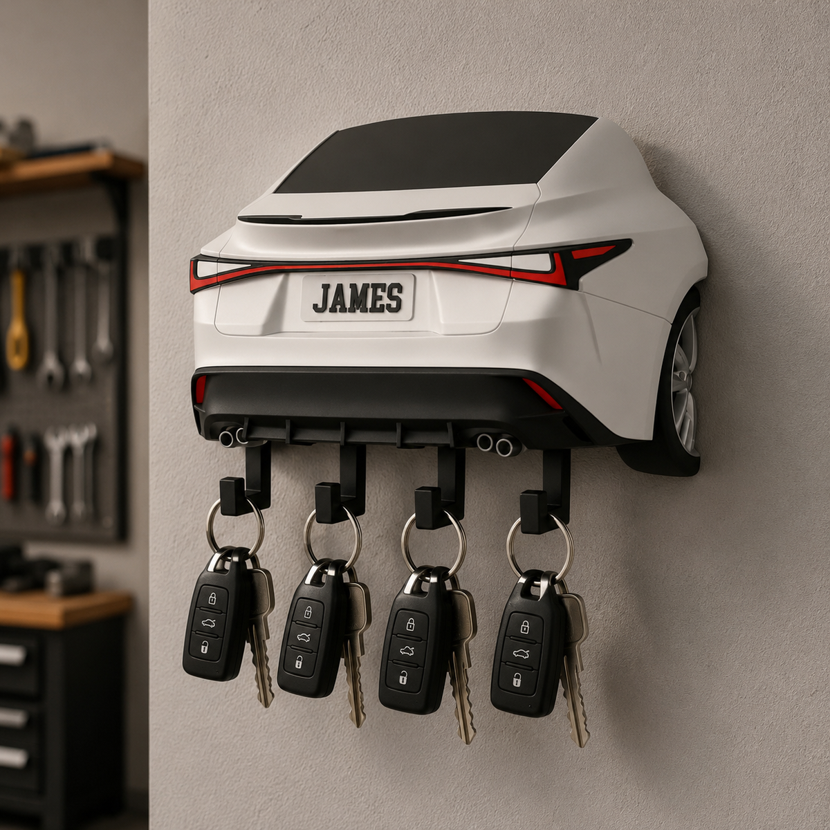 Sports Car Rear Key Holder, Custom License Plate Wall Hanger