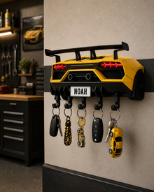 Personalized Sports Car Key Holder, Entryway Key Rack