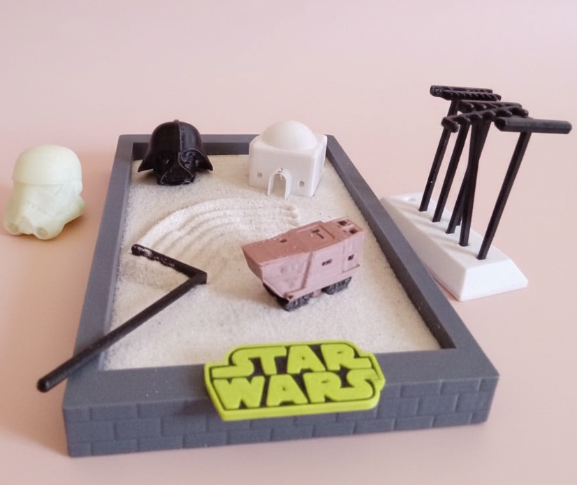 Galactic Zen Garden Sand Tray – Sci-Fi Desktop Sandbox, Stress Relief Fidget Desk Toy, 3D Printed Space Office Desk Decor Gift