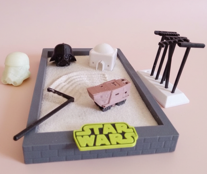 Galactic Zen Garden Sand Tray – Sci-Fi Desktop Sandbox, Stress Relief Fidget Desk Toy, 3D Printed Space Office Desk Decor Gift