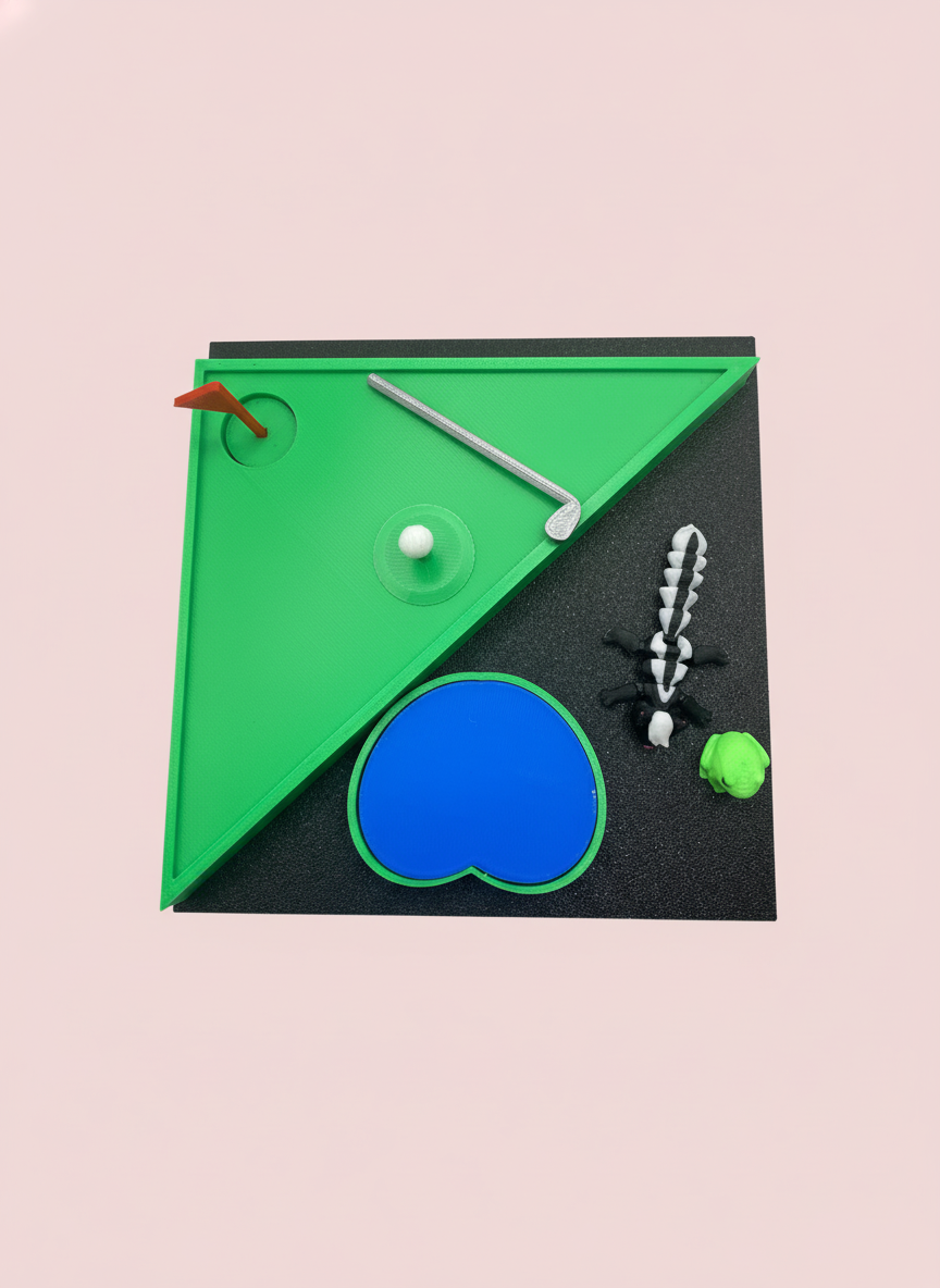 Mini Golf Zen Garden Sand Tray Kit – Desktop Putting Green Sand Garden, Stress Relief Desk Decor, 3D Printed Office Cubicle Relaxation Toy