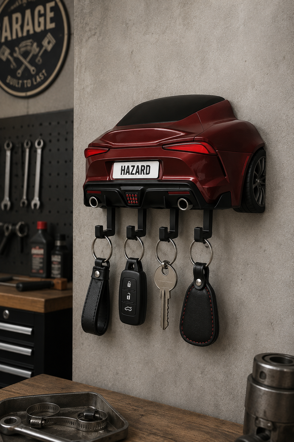 Personalized Sports Car Key Holder, Custom Garage Wall Decor