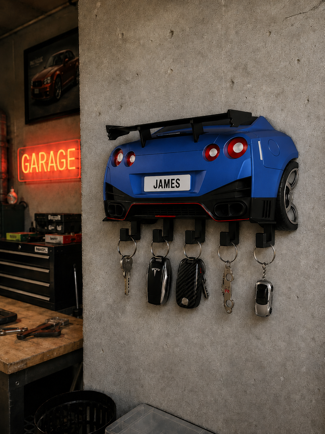 Personalized Sports Car Key Holder, Custom Wall Decor
