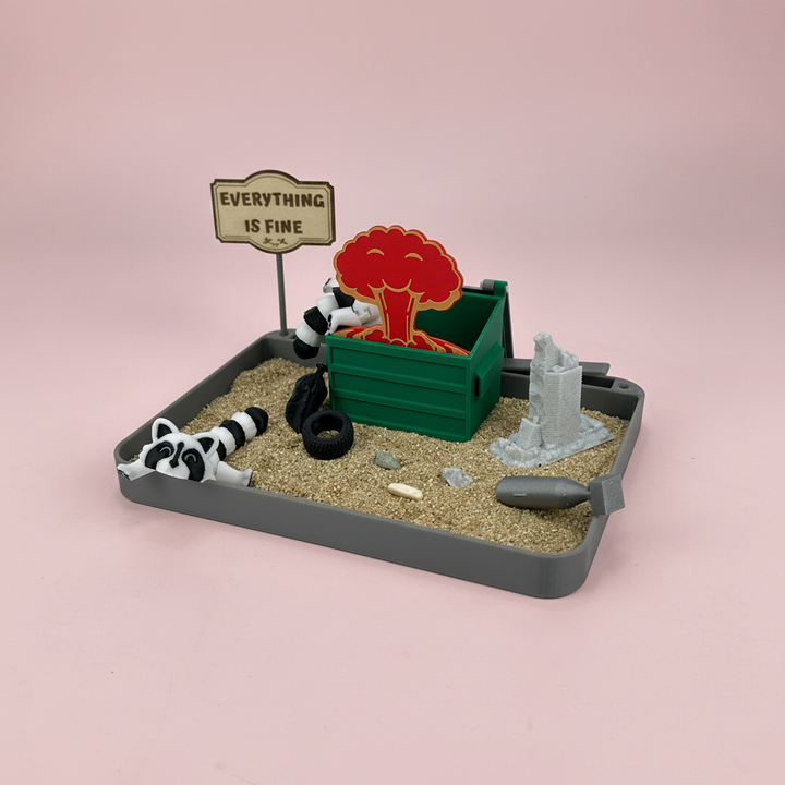 Dumpster Fire Style Mini Zen Garden Smiling Mushroom Cloud Funny Desk Decor Mini Sand Tray Stress Relief Desk Toy 3D Printed Office Cubicle Gift