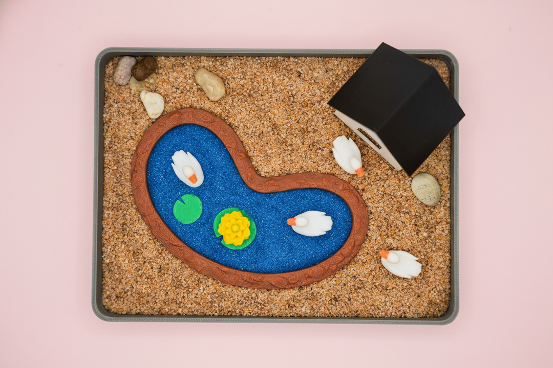 Duck Mini Zen Garden Sand Tray Kit – Cute Duck Desk Decor, Stress Relief Fidget Sandbox, 3D Printed Office Desk Gift
