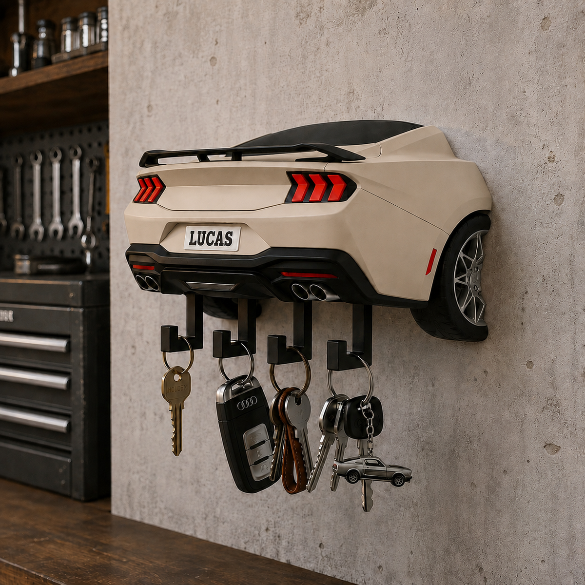Custom Supercar Key Holder, Personalized Name Wall Decor
