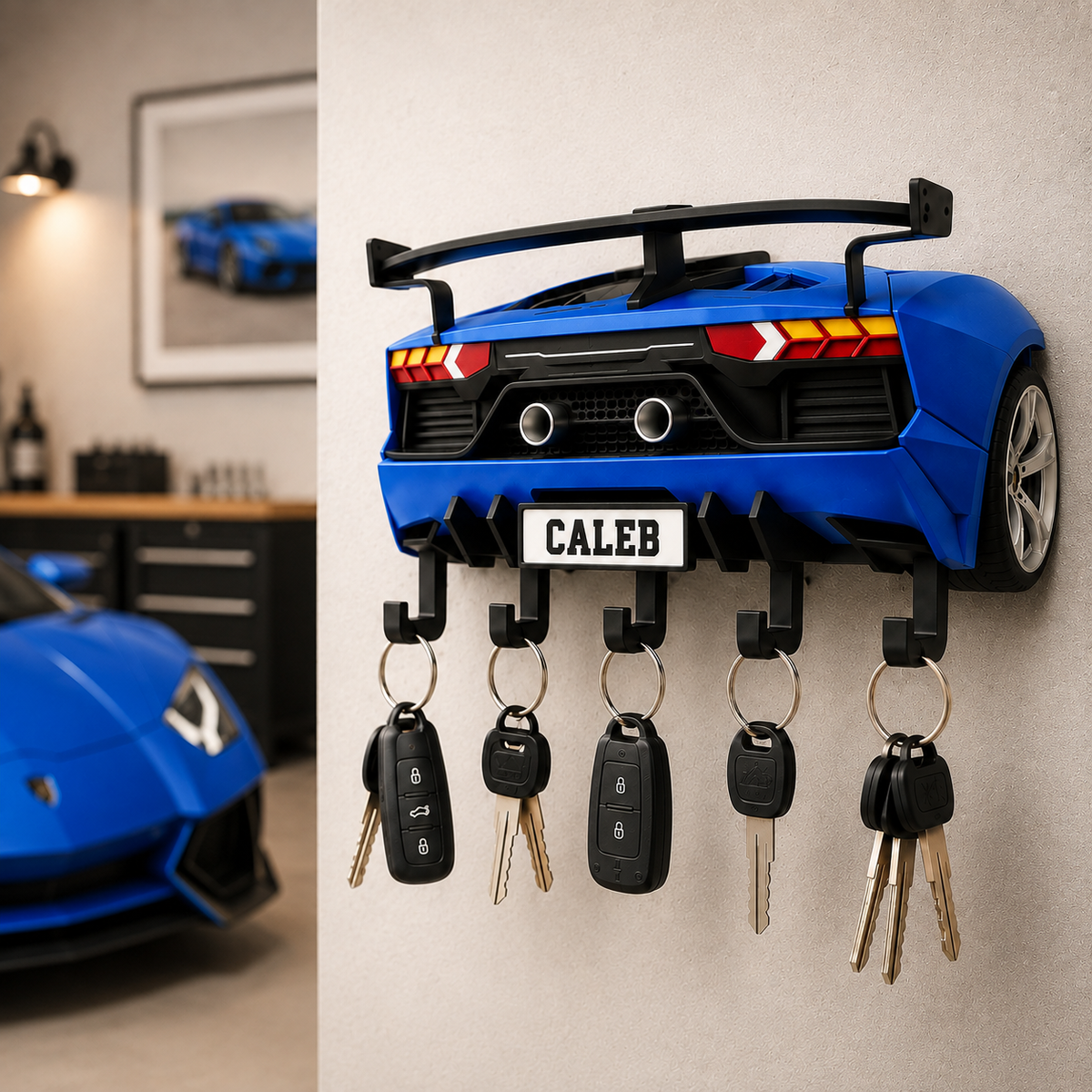 Personalized Sports Car Key Holder, Entryway Key Rack