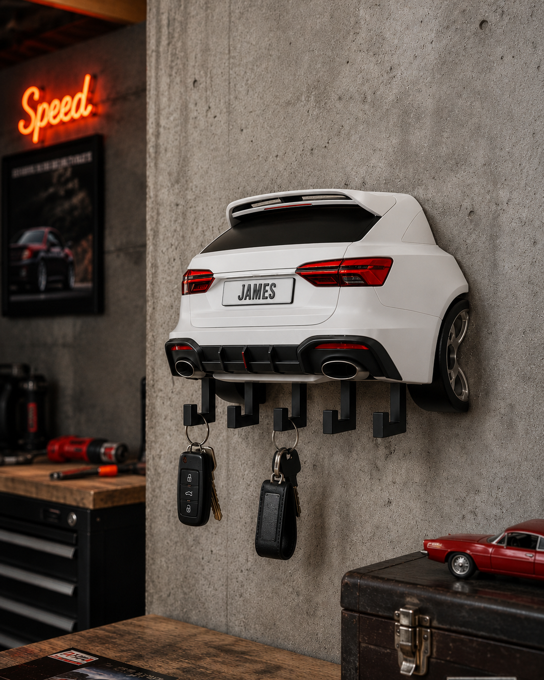 Custom Sports Car Key Holder, Personalized Name Decor