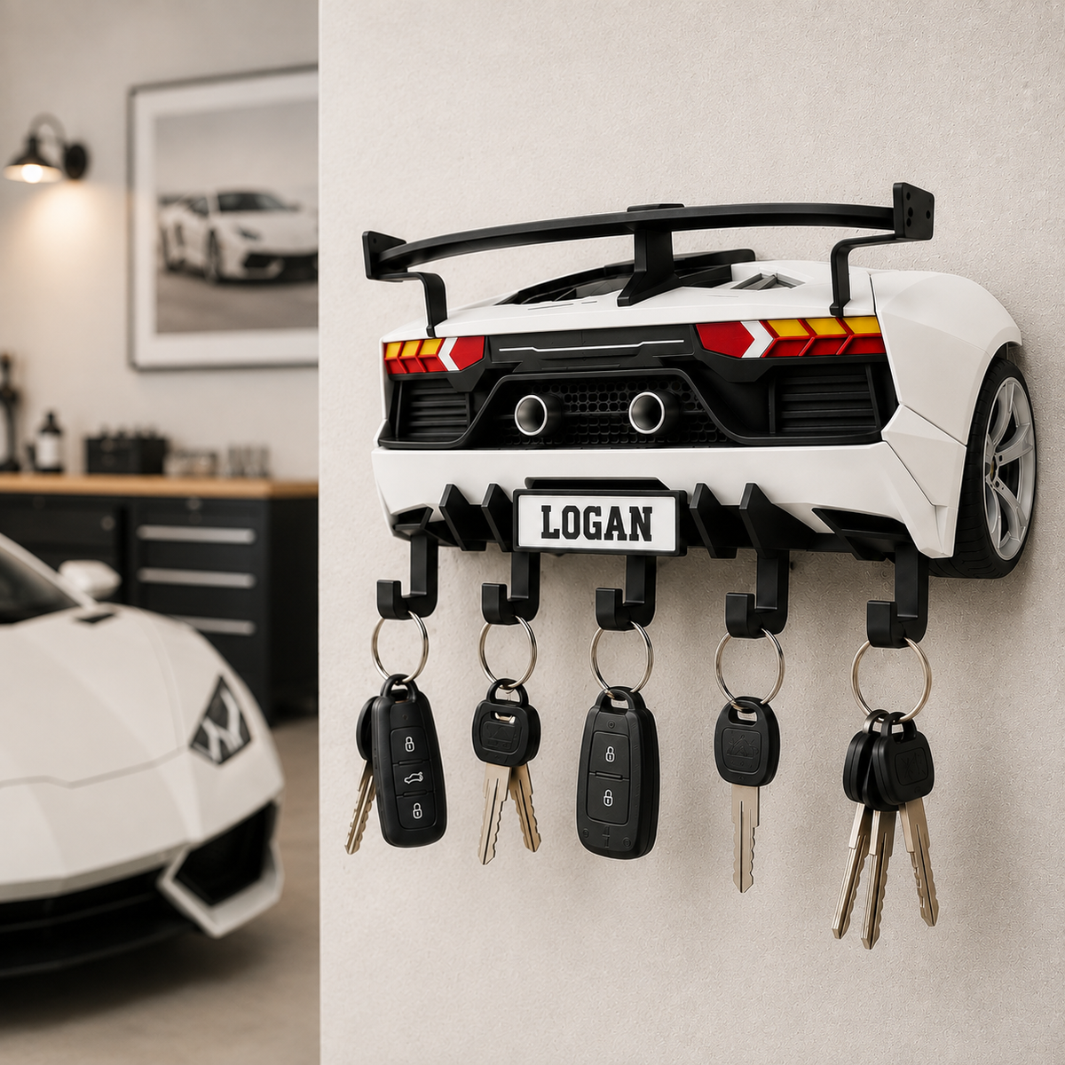 Personalized Sports Car Key Holder, Entryway Key Rack