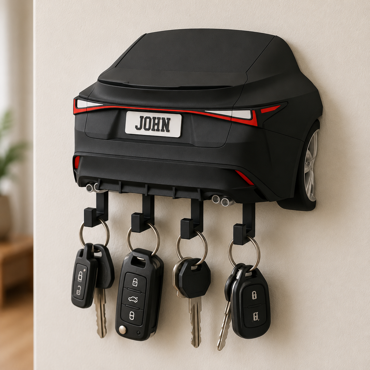 Sports Car Rear Key Holder, Custom License Plate Wall Hanger