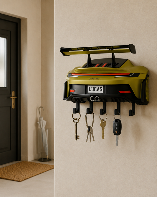 Personalized Sports Car Key Holder, Custom Wall Key Rack, 3D Printed Car Lover Gift for Him, Unique Garage Entryway Decor