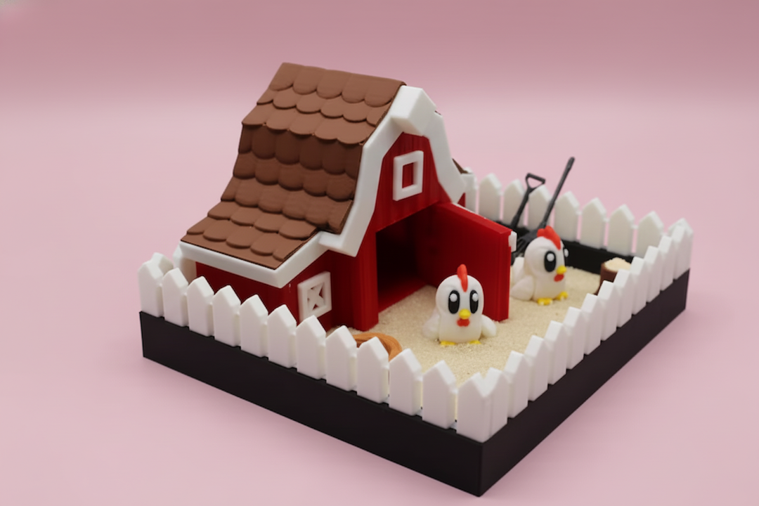 Chicken Farm Mini Zen Garden Sand Tray Kit – Cute Chicken Desk Decor, Stress Relief Fidget Sandbox, 3D Printed Office Desk Gift