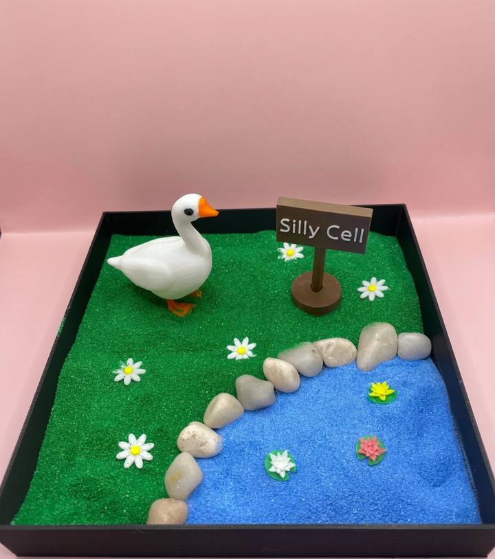 Silly Goose Mini Zen Garden Sand Tray Kit – Funny Goose Desk Decor, Stress Relief Fidget Sandbox, 3D Printed Office Desk Gift
