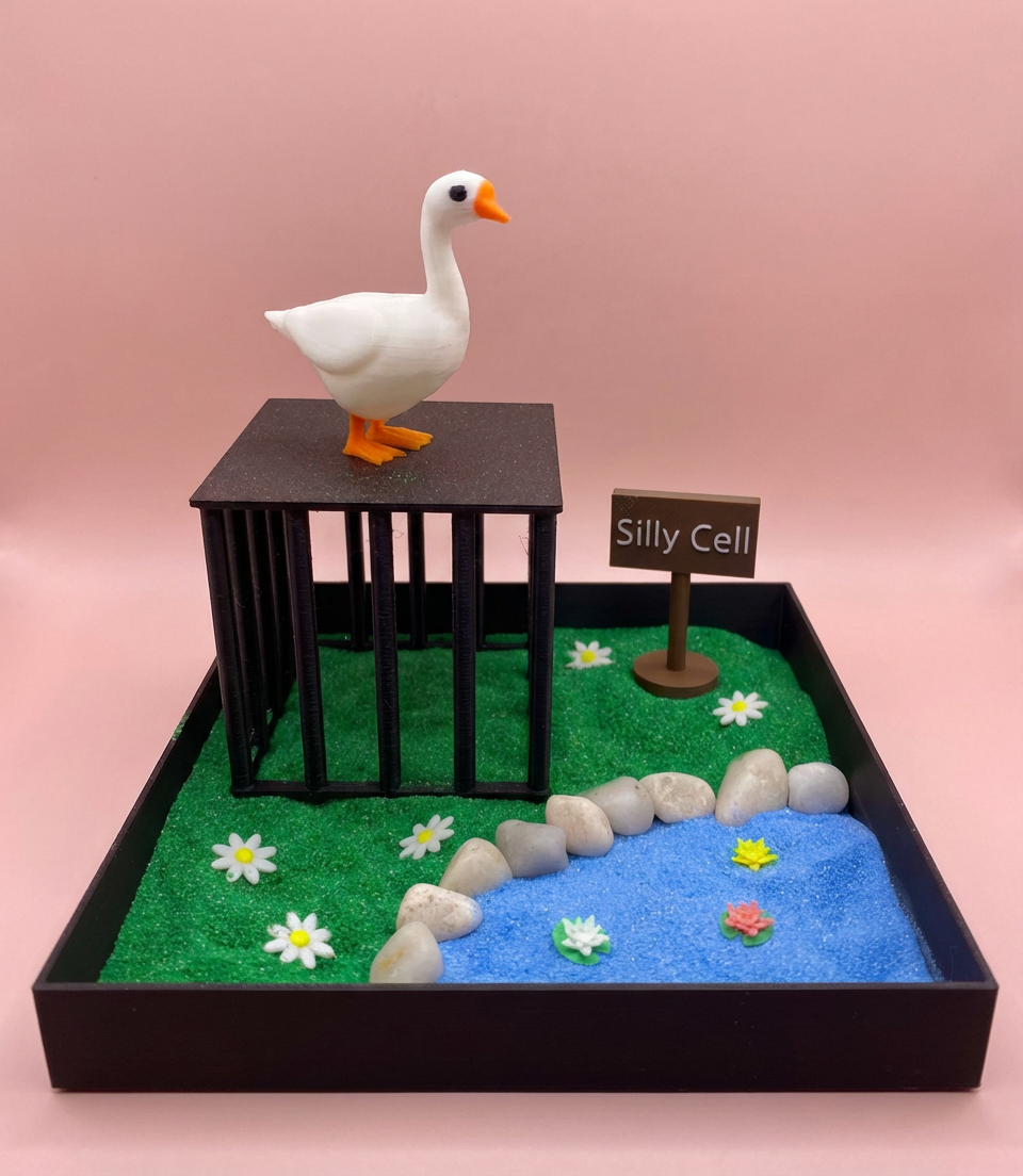 Silly Goose Mini Zen Garden Sand Tray Kit – Funny Goose Desk Decor, Stress Relief Fidget Sandbox, 3D Printed Office Desk Gift