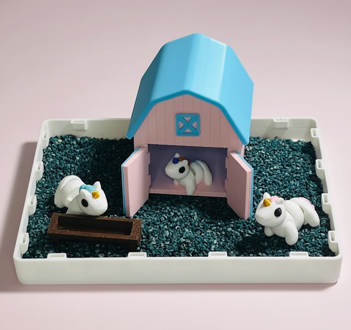Unicorn Mini Zen Garden Sand Tray Kit – Cute Fantasy Desk Decor, Stress Relief Fidget Sandbox, 3D Printed Office Desk Gift