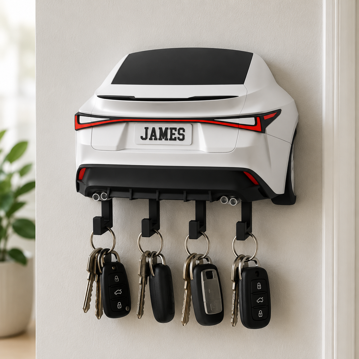 Sports Car Rear Key Holder, Custom License Plate Wall Hanger