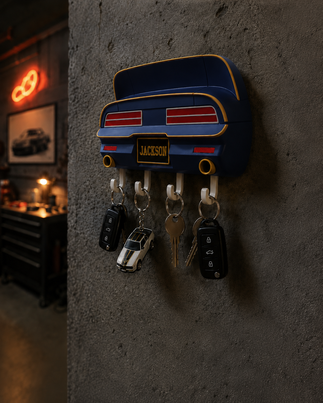 Custom Muscle Car Key Holder, Personalized Garage Decor
