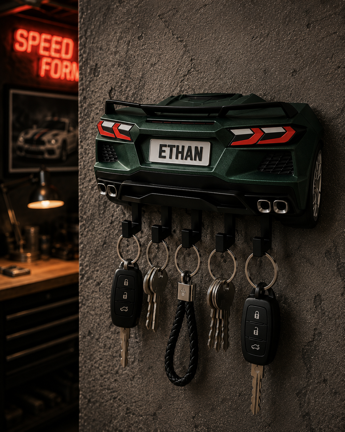 Personalized Car Key Holder, Custom Sports Car Decor