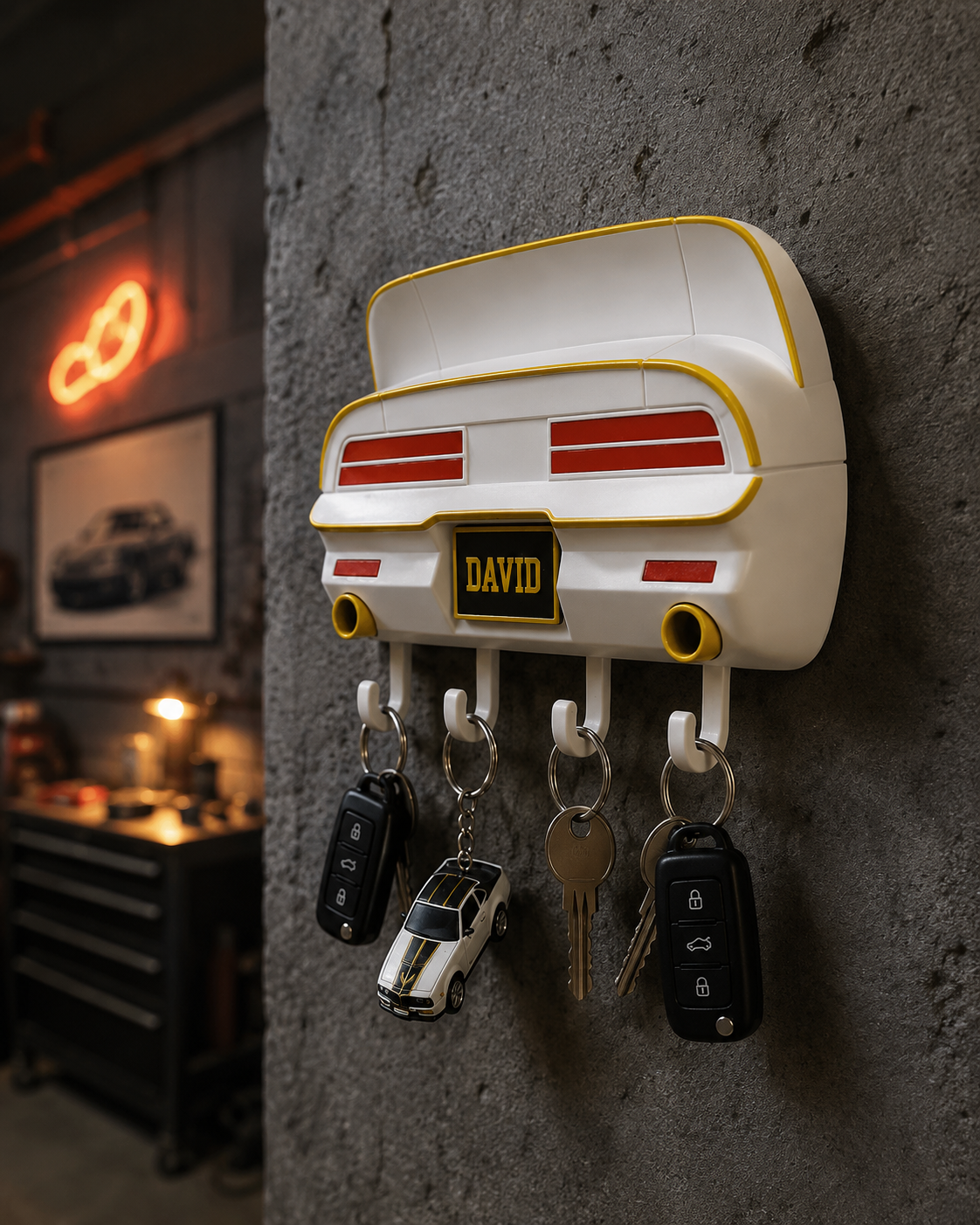 Custom Muscle Car Key Holder, Personalized Garage Decor