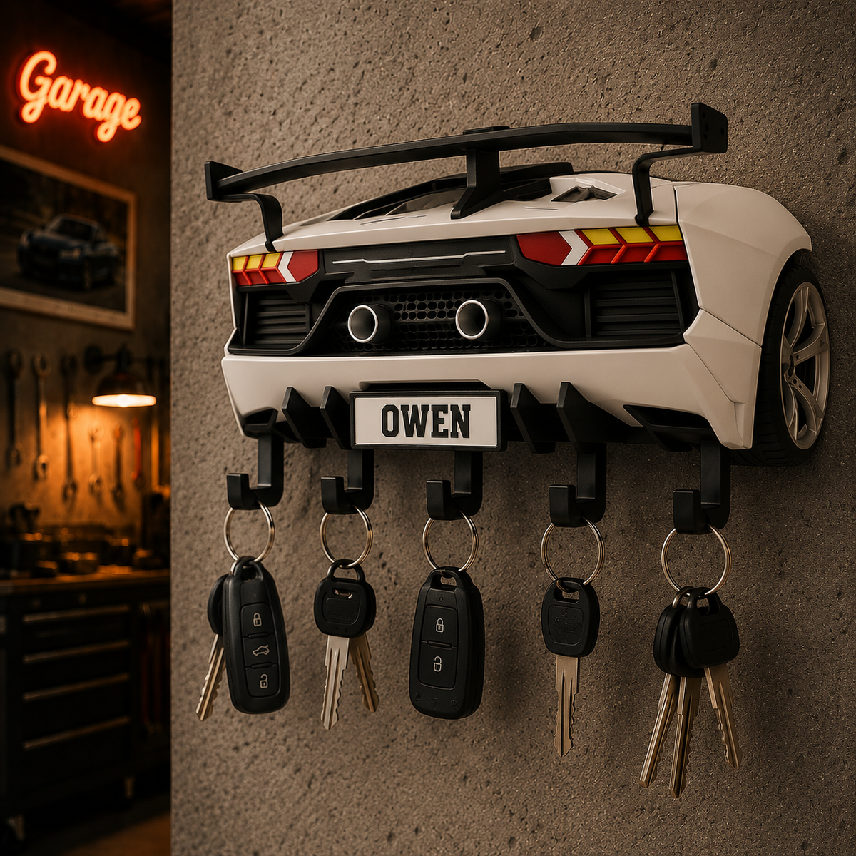 Personalized Sports Car Key Holder, Entryway Key Rack