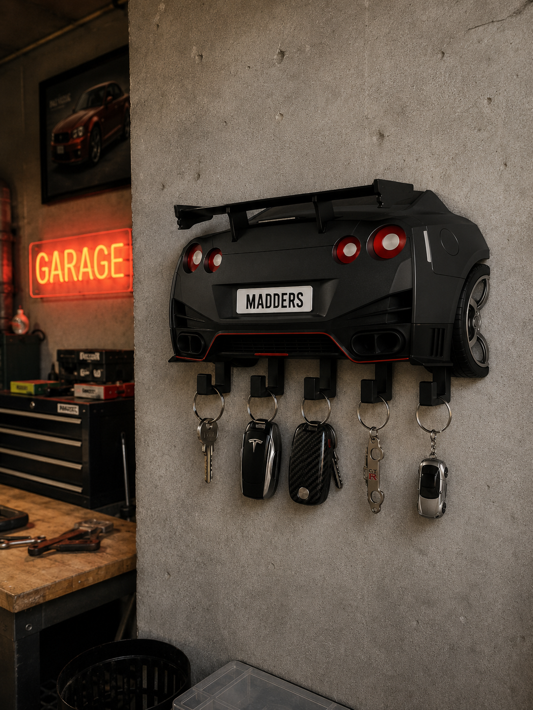 Personalized Sports Car Key Holder, Custom Wall Decor
