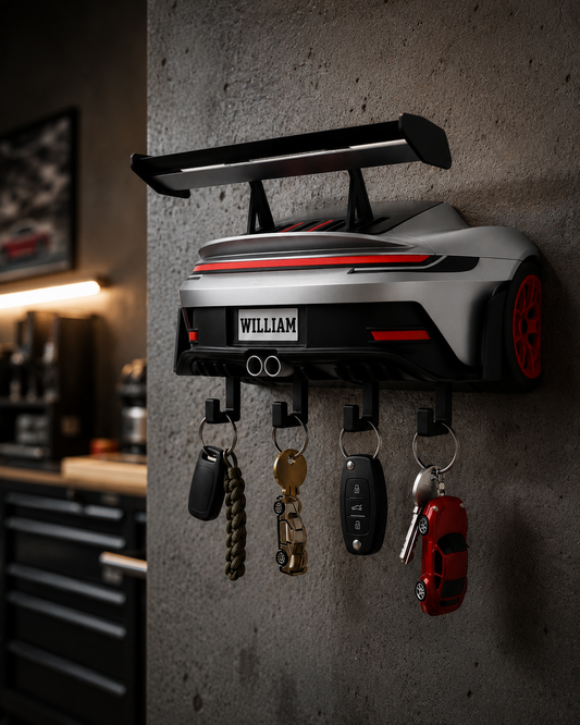 Personalized Sports Car Key Holder, Garage Wall Decor