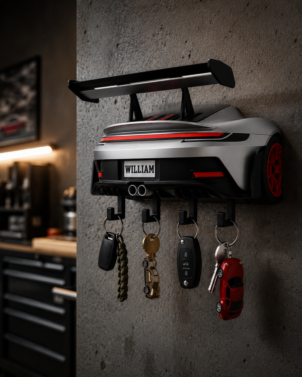 Personalized Sports Car Key Holder, Garage Wall Decor