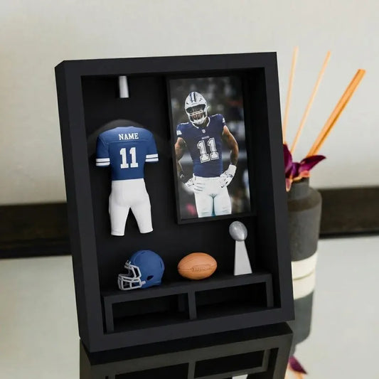Custom Football Jersey Shadow Box, Personalized Senior Night Gift, Custom Jersey & Helmet Colors, Name, Number, Sports Memory Frame
