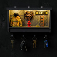 Custom Firefighter Key Holder, Personalized Shadow Box Decor