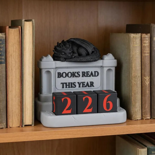 Sleeping Dragon Book Counter, Books Read This Year Tracker, 3D Printed Bookshelf Accessory, Gift for Book Lovers, Fantasy Library Decor