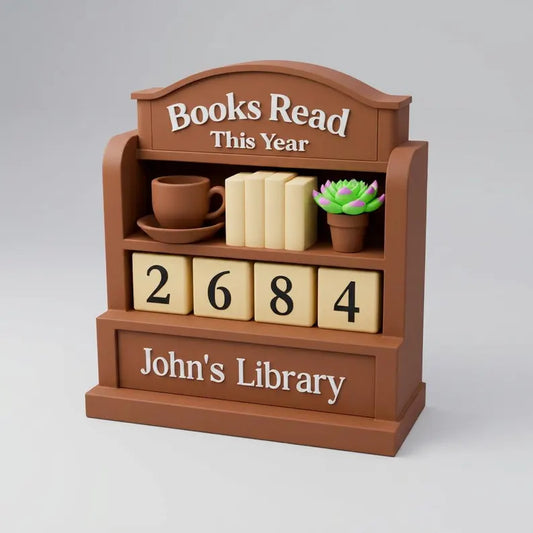 Personalized 3D Printed Books Read Tracker, Books Read This Year, Custom Name Gift for Book Lovers, Bookshelf Decor, Vintage Library Decor