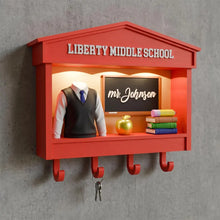 Custom Teacher Key Holder, Personalized Shadow Box Wall Decor