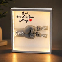 Personalized Fist Bump LED Shadow Box, Custom Family Name Keepsake