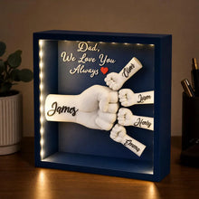 Personalized Fist Bump LED Shadow Box, Custom Family Name Keepsake