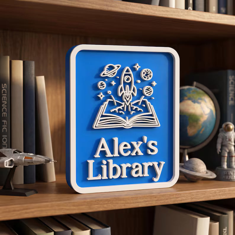 Personalized Library Sign, Custom Book Nook Decor