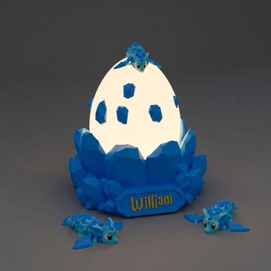Personalized Dragon Egg Night Light, Custom Name 3D Printed Baby Dragon Lamp, Fantasy Nursery Light, Unique Birthday Gift for Kids