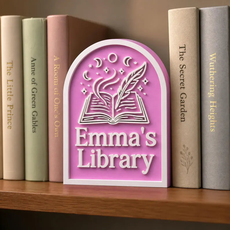 Custom Book Nook Sign, Personalized Library Decor