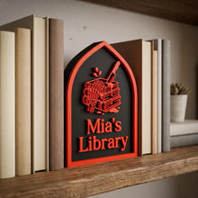 Custom Library Name Sign, Personalized Bookshelf Decor