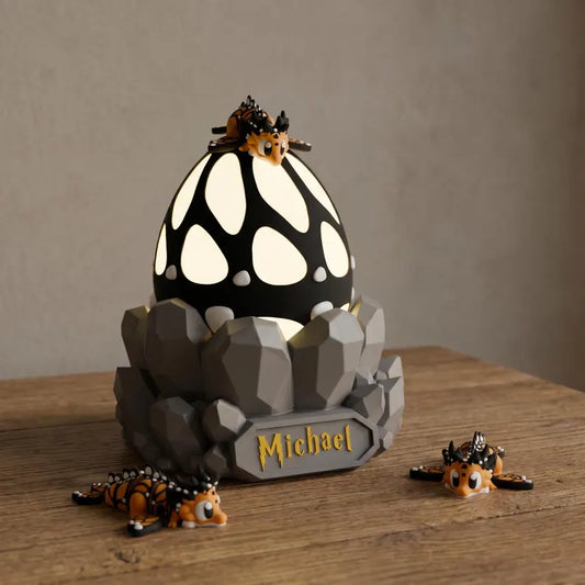 Personalized Dragon Egg Night Light, Custom Name 3D Printed Dragon Lamp, Glowing Dragon Egg with Baby Dragon, Fantasy Decor, Birthday Gift
